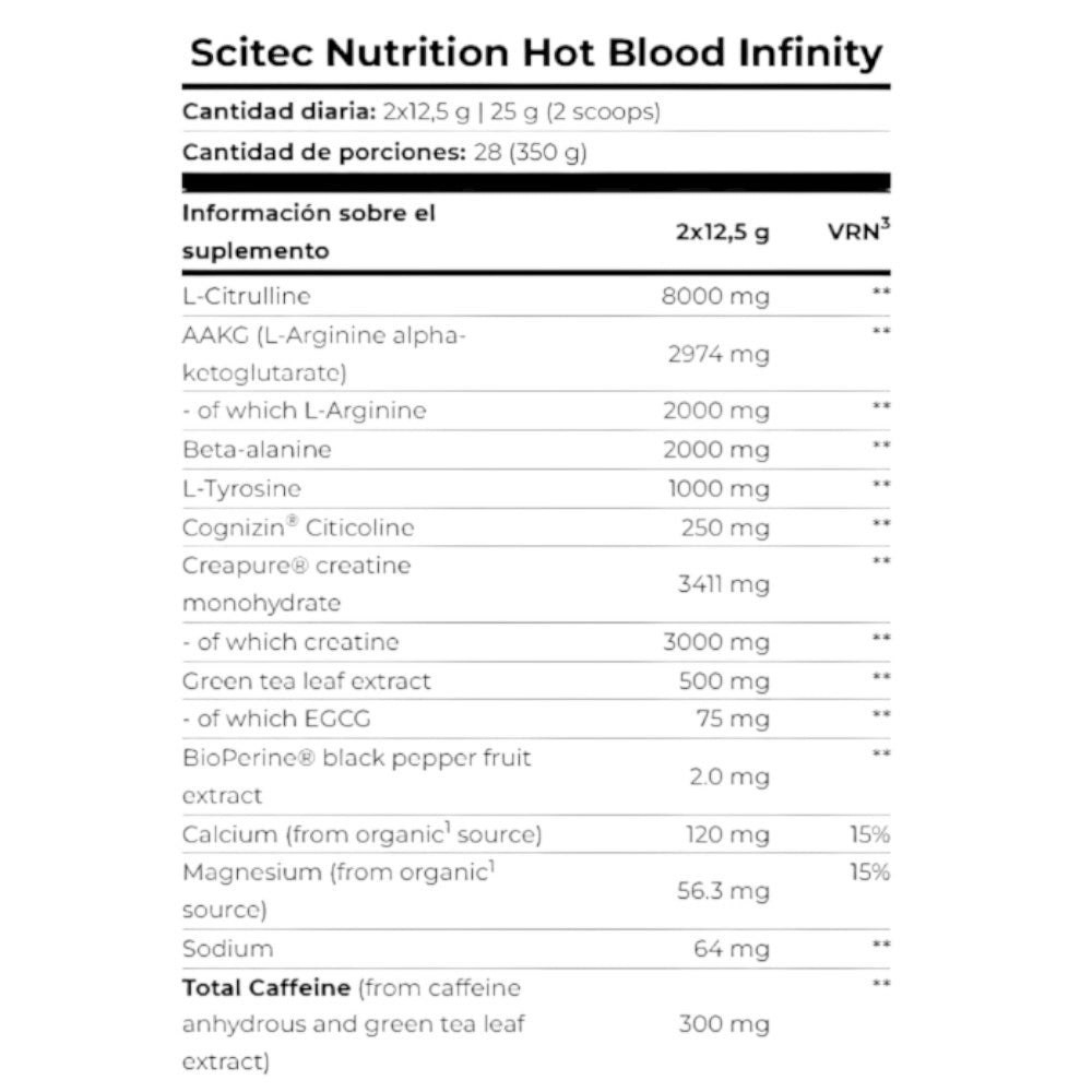 Hot Blood Infinity preentreno 350 g
