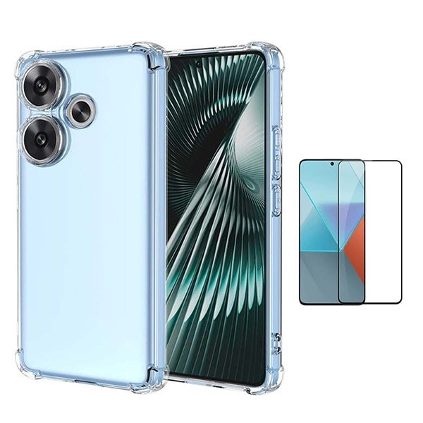 Funda anti-impactos transparente con vidrio templado Full Cover para Poco F6
