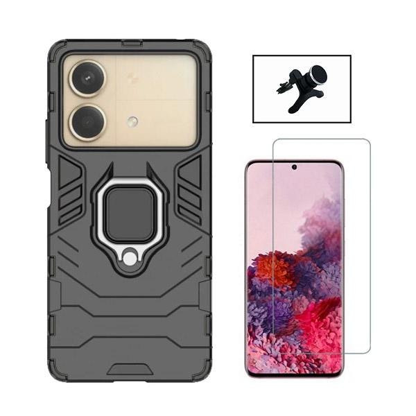 Tempered glass, Military Defender 3-in-1 case and magnetic mount for Xiaomi Poco X6 Neo - Black