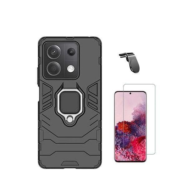 Kit 3 en 1: vidrio templado, funda Military Defender y soporte magnético para Xiaomi Poco X6 5G