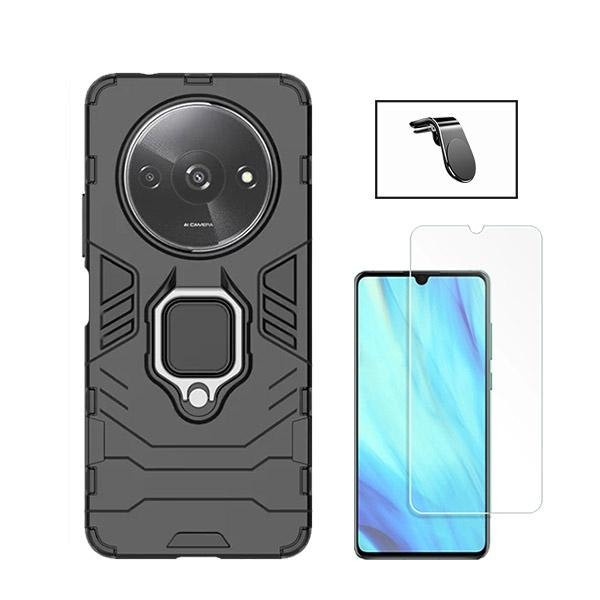 Kit Phonecare: funda Military Defender, cristal templado y soporte magnético para Xiaomi Redmi A3 - Negro
