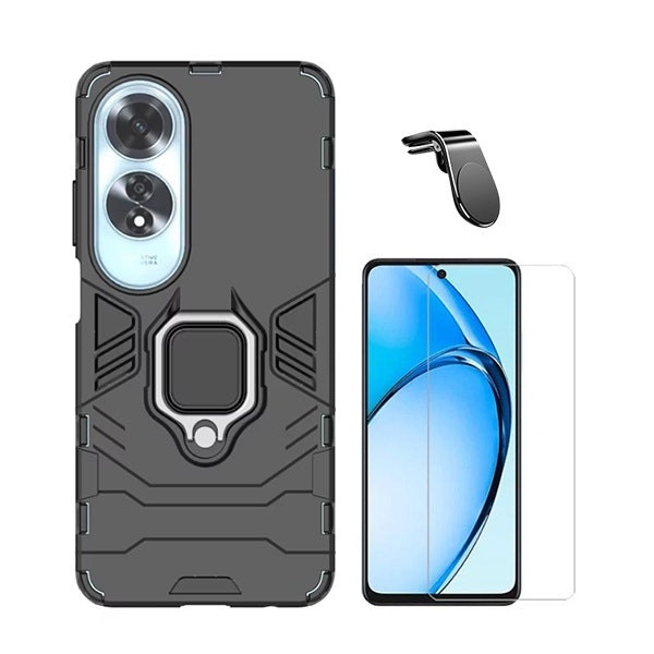 Kit de protección Oppo A60: cristal Clearglass + funda Military Defender 3 en 1 + soporte magnético