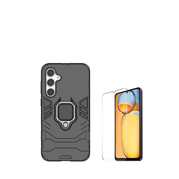 Kit Vidro Clearglass + Capa 3X1 Military Defender para Samsung Galaxy A05s - Preto