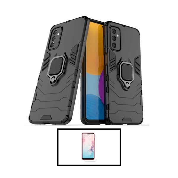 Kit Vidro Clearglass + Capa 3X1 Military Defender para Samsung Galaxy M32 5G - Preto