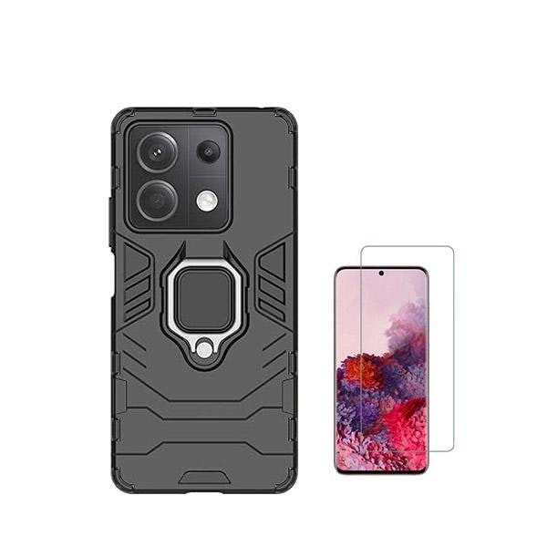Tempered glass and Military Defender case kit for Poco X6 5G - Black