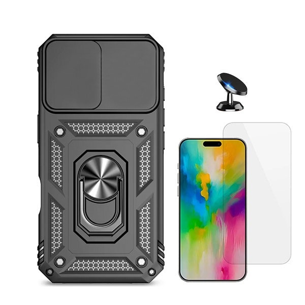 Funda Magnetic Military Defender para iPhone 16 con vidrio templado