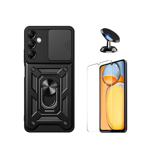 Magnetic Military Defender Case with Tempered Glass and Magnetic Holder for Samsung Galaxy A15 5G