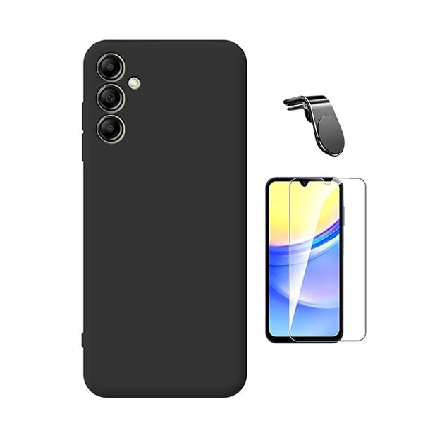 Cristal Templado Clearglass y Funda de Silicona con Soporte Magnético para Samsung Galaxy A16 - Negro