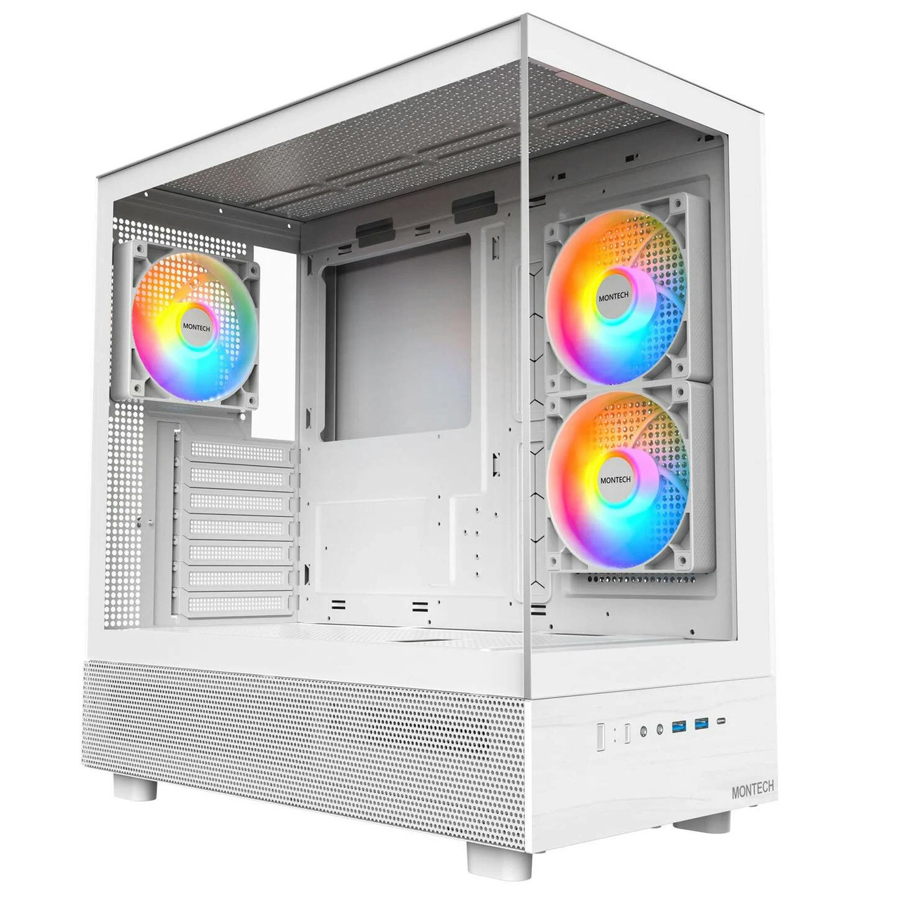 Caja MONTECH XR Mid Tower ATX con vidrio templado, blanco