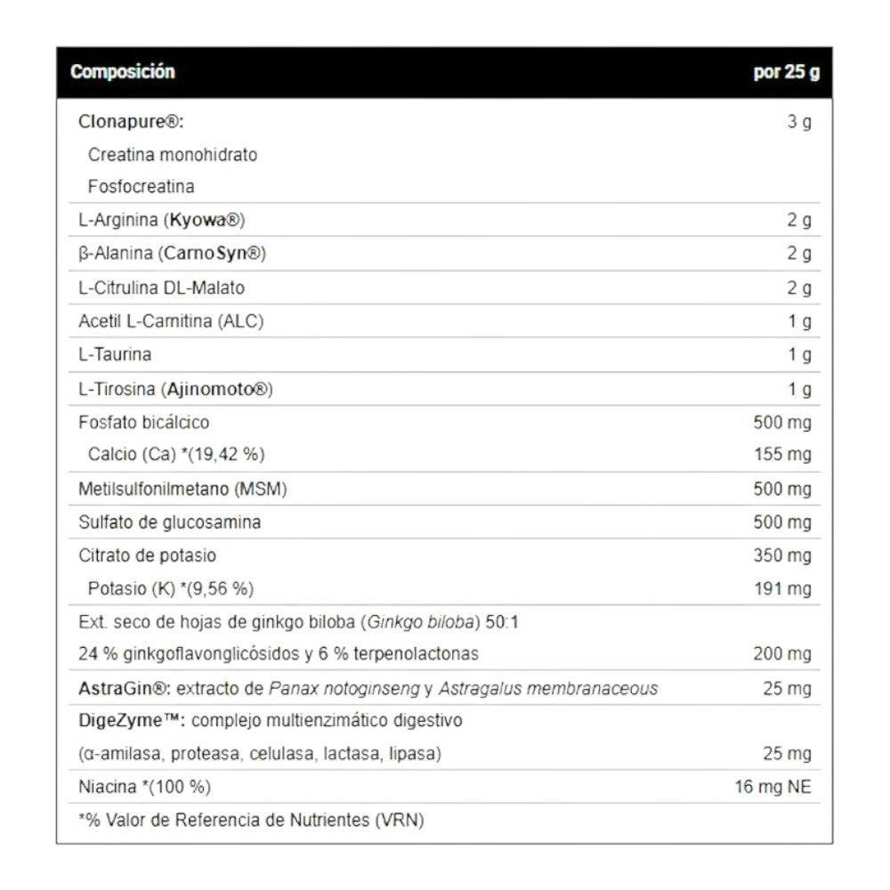 Pre‑Entreno 500 g — sin cafeína ni hidratos añadidos