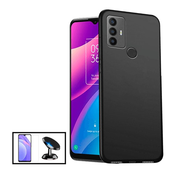 Protection kit: tempered glass, liquid silicone case and magnetic mount for TCL 305