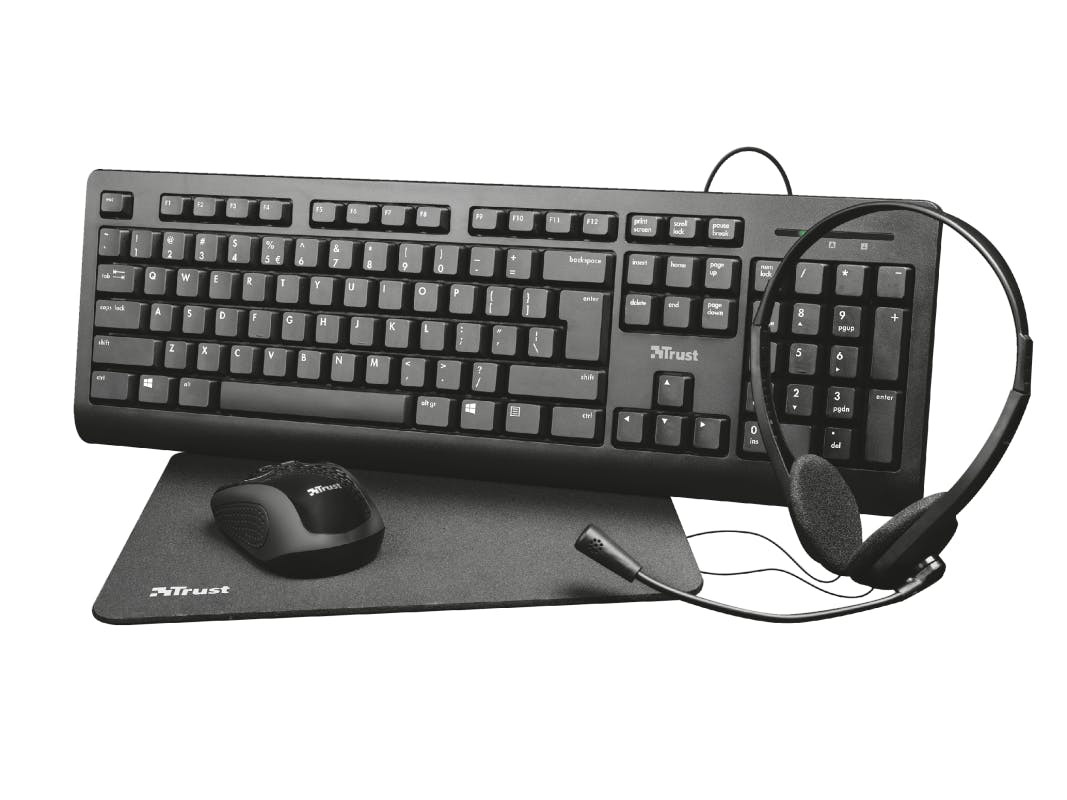 Conjunto 4 en 1 teclado, ratón, auriculares y alfombrilla
