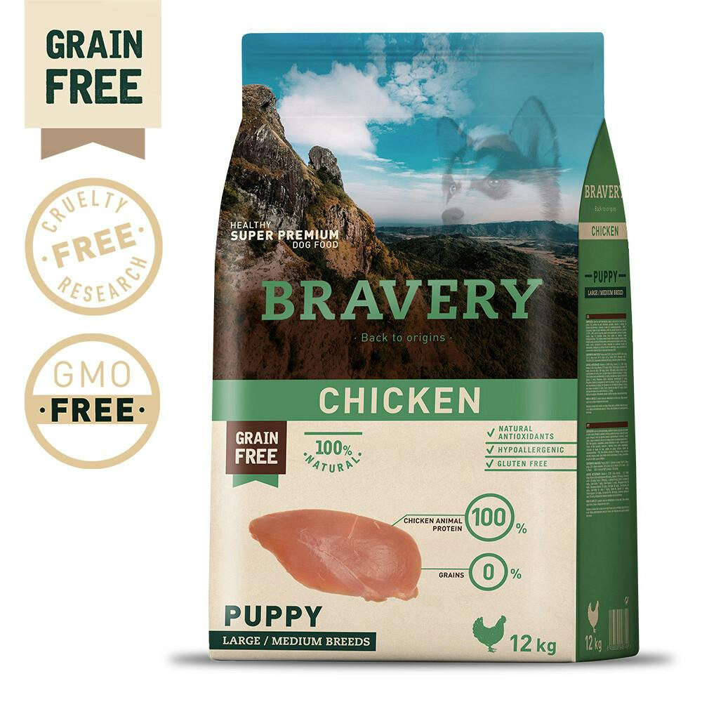 Bravery Chicken Puppy Large/Medium 12 Kg