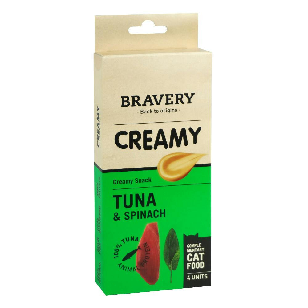 Crema de atún y espinacas para gatos, 4 sobres
