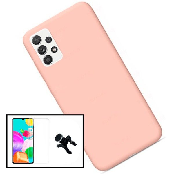Kit de protección para Samsung Galaxy A52 con vidrio templado, funda de silicona y soporte magnético