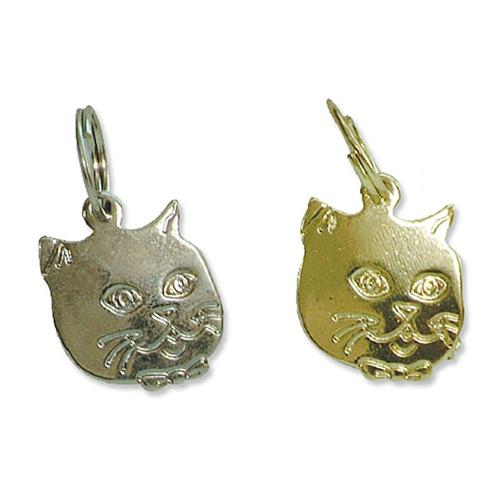Placas identificadoras cromadas y doradas para collares de gato, pack de 4