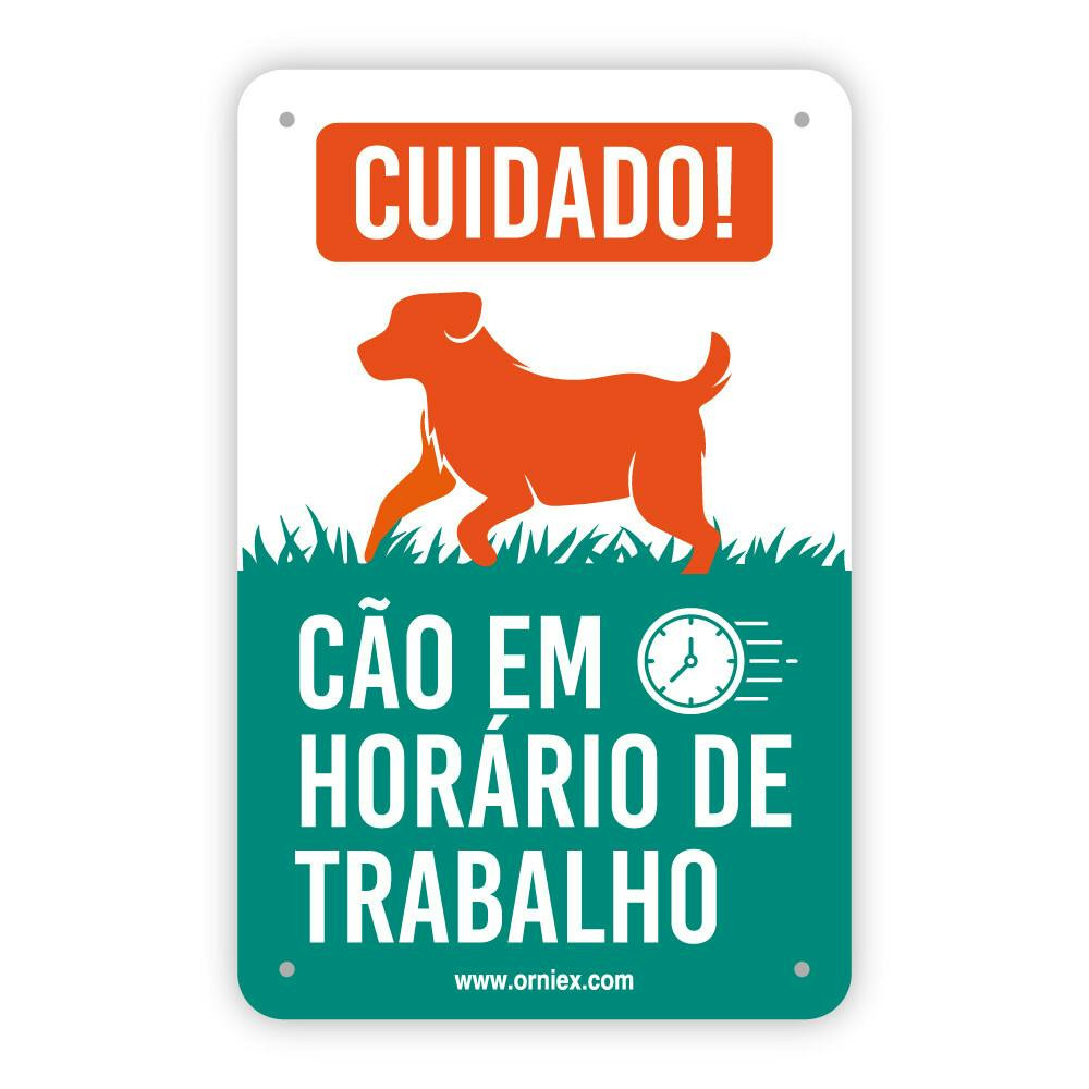 Placa de PVC para perro - horario de trabajo
