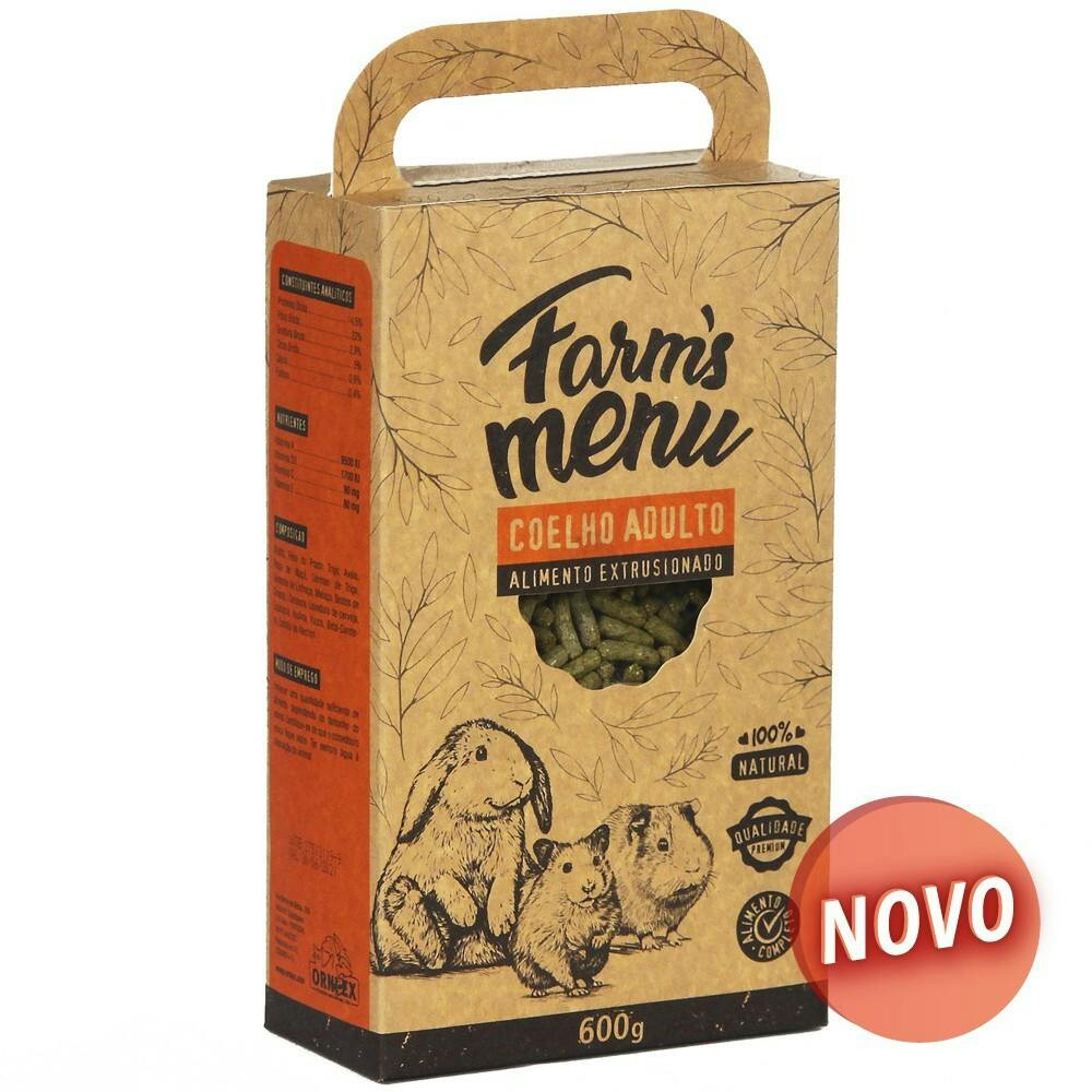 Alimento extruido para conejo adulto Farms Menu 600 g