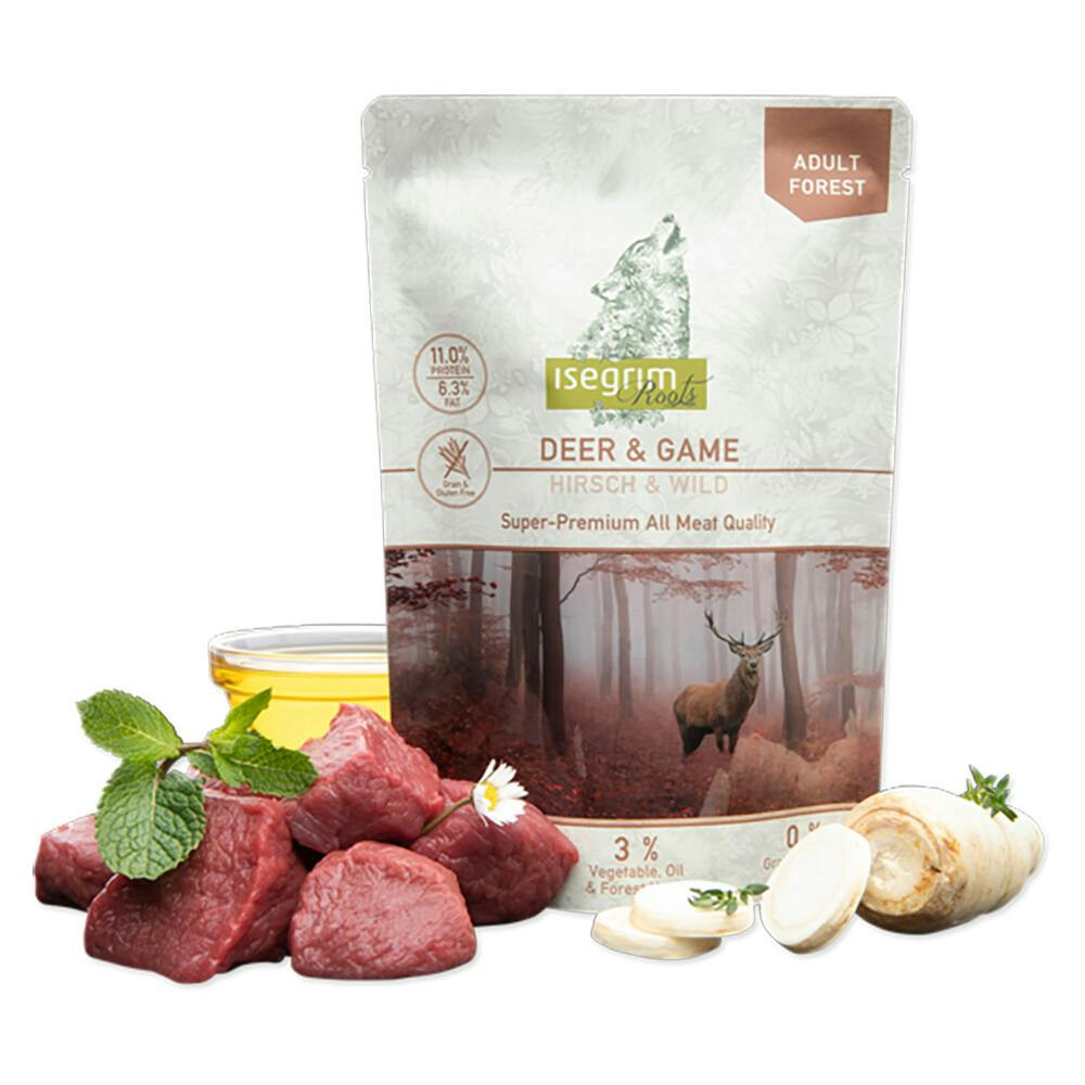 Alimento húmedo Roots Venado y Caza 410 g sobre