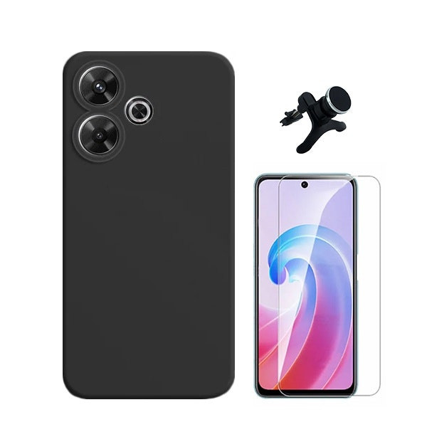 Protection kit for Xiaomi Redmi 13 5G: tempered glass, silicone case and magnetic mount