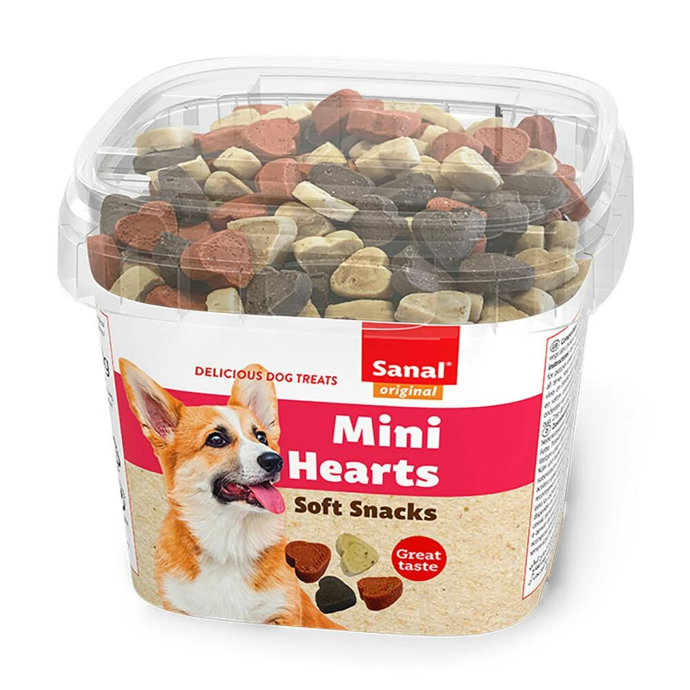Mini Corazones Sanal - 100 g golosinas para perros en vaso reutilizable