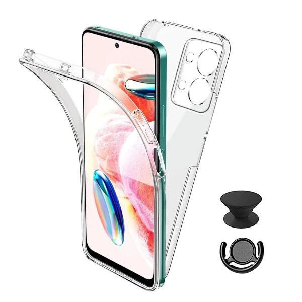Funda 360° con GripHolder y Soporte para Xiaomi Redmi Note 13 5G Transparente/Negro