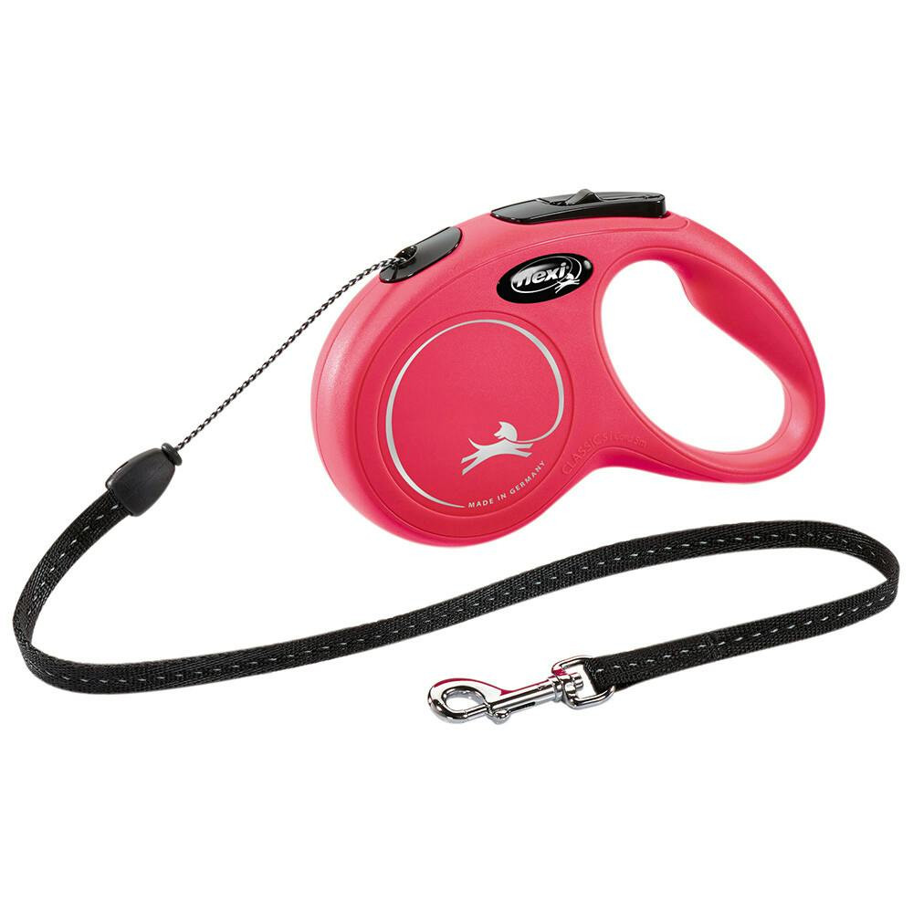 Correa extensible Flexi New Classic cordón 8 m 20 kg rojo
