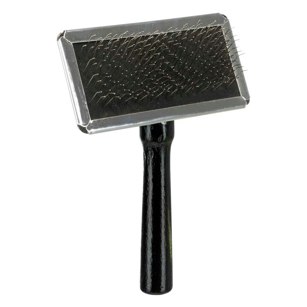 Soft shedding brush with wooden handle for dogs