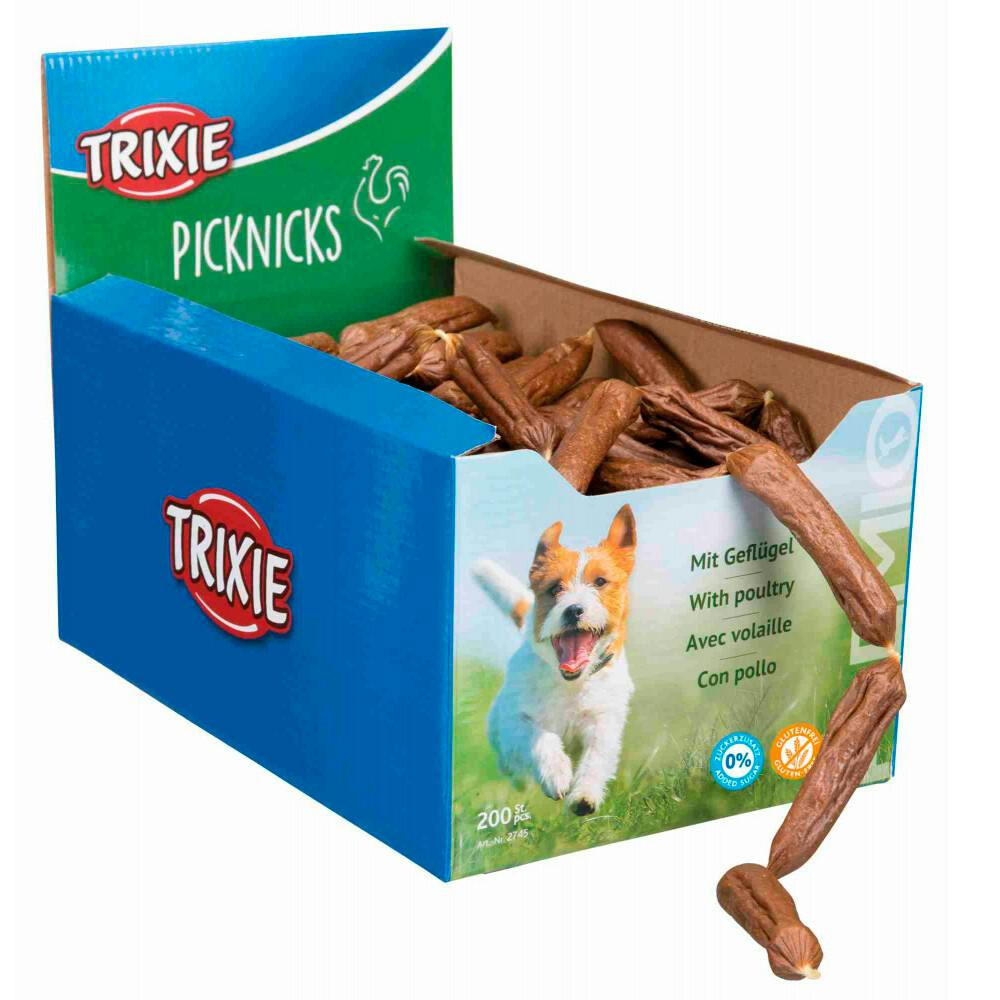Salchichas de pollo ahumadas para perros caja expositor 200 unidades
