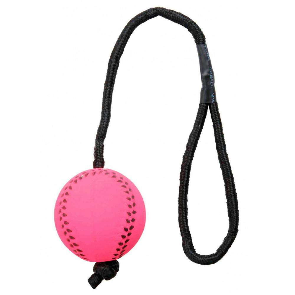 Fluorescent foam balls with rope for dogs - display pack 24