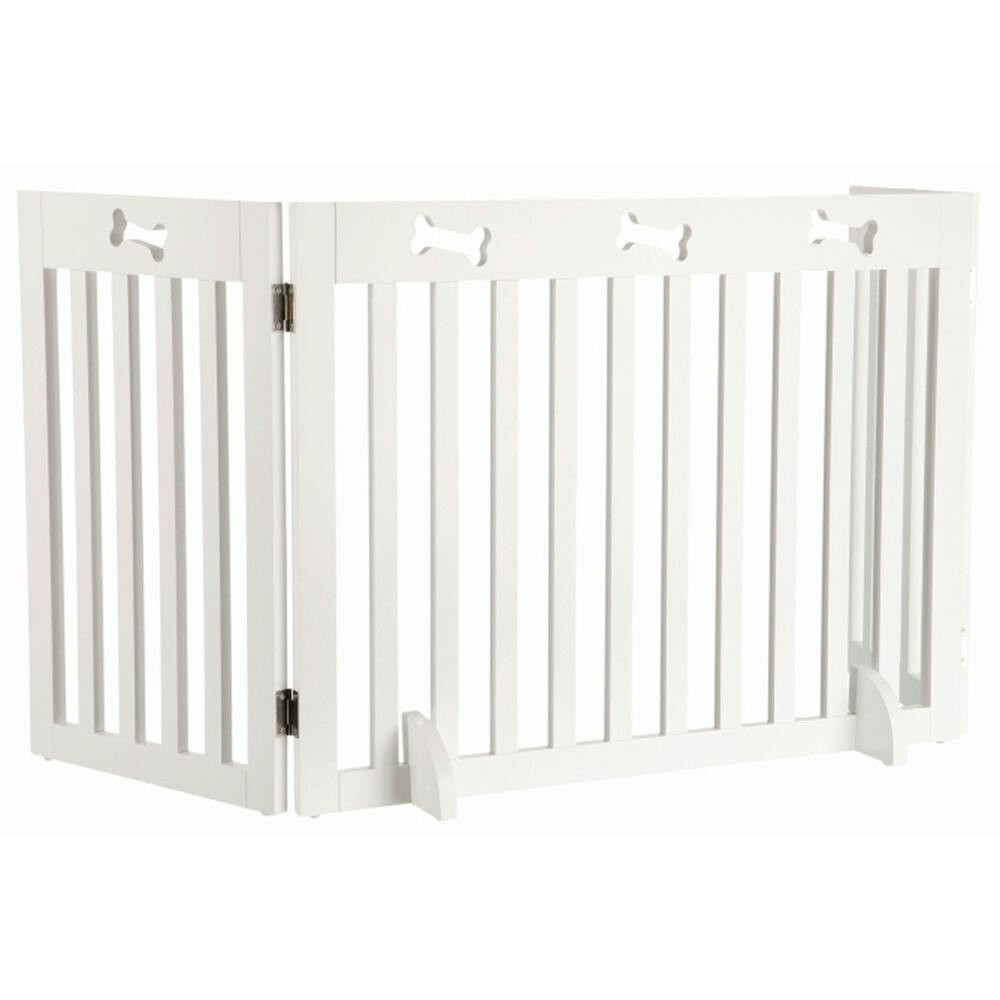 Barrera ajustable de 3 paneles para perros lacado blanco