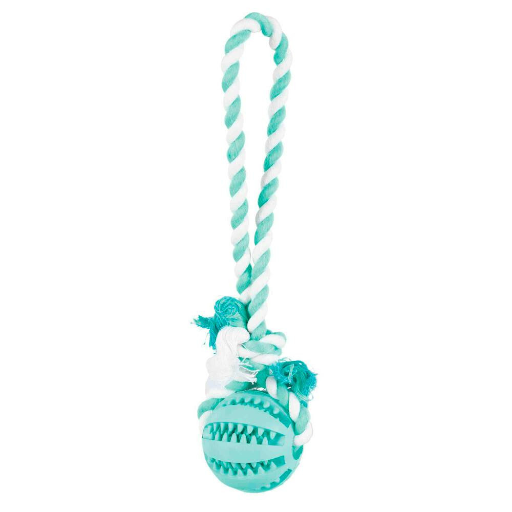 Pelota de goma con cuerda y masajeador de encías