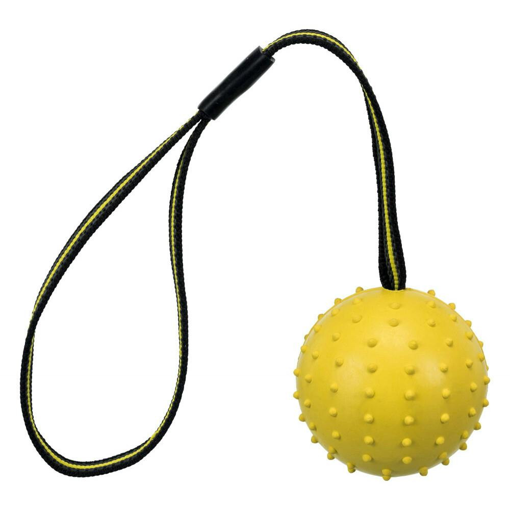 Natural rubber ball with handle for dogs