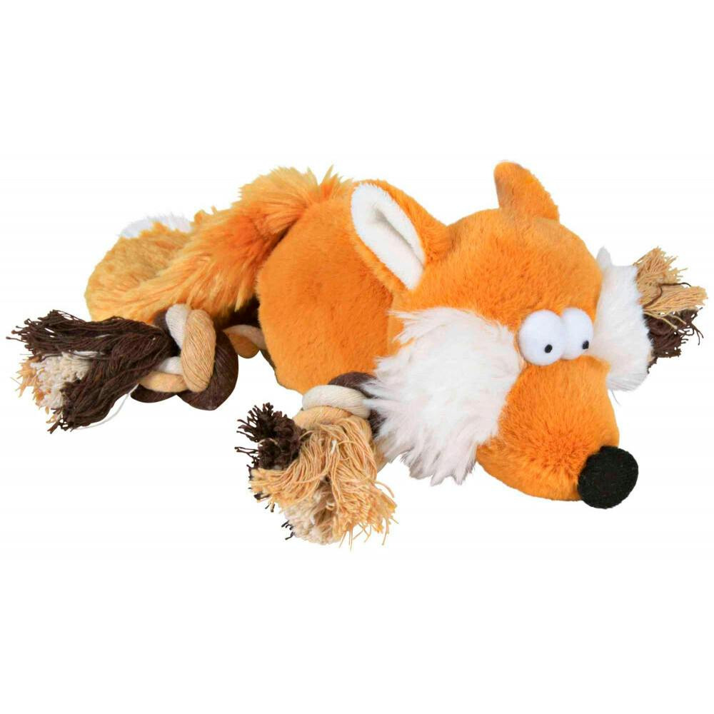 Zorro de peluche con cuerda y sonido para perro