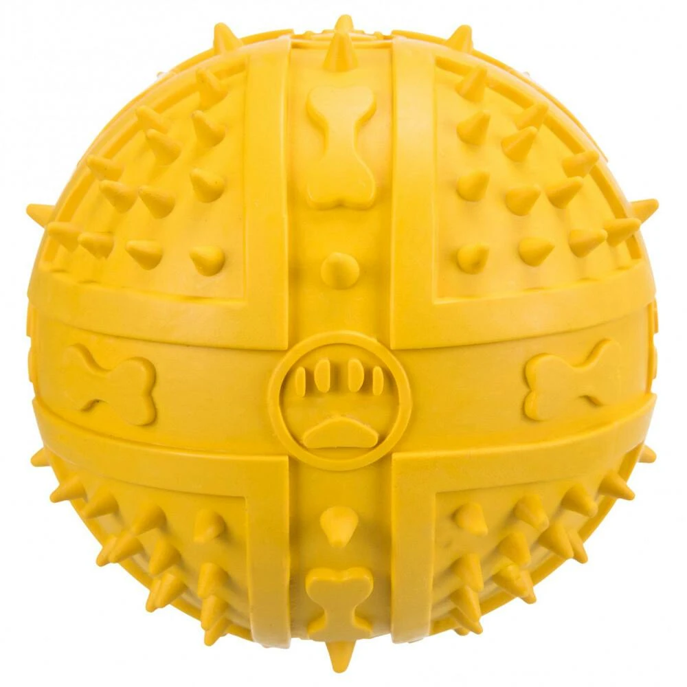 Rubber ball with sound and printed pattern for dogs