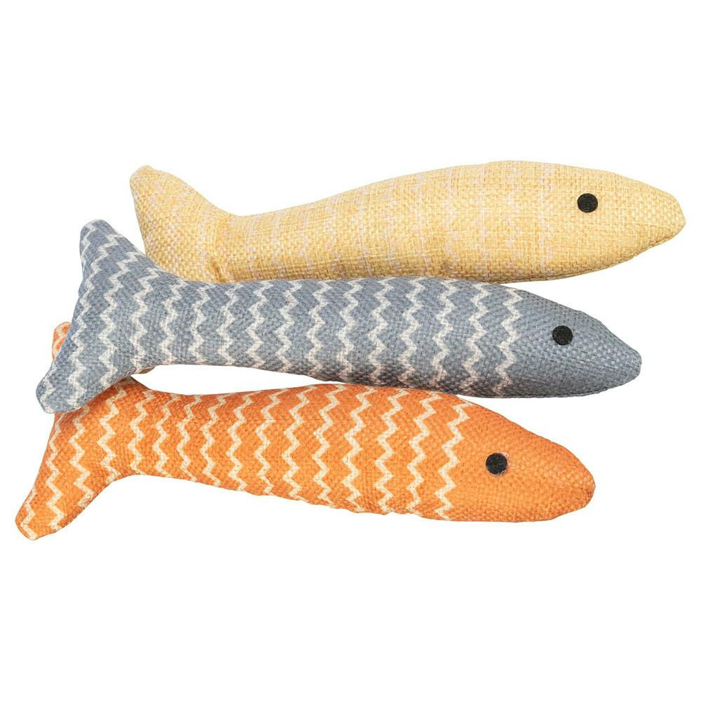 Juguete peixe de tela con catnip 20 cm (pack completo)