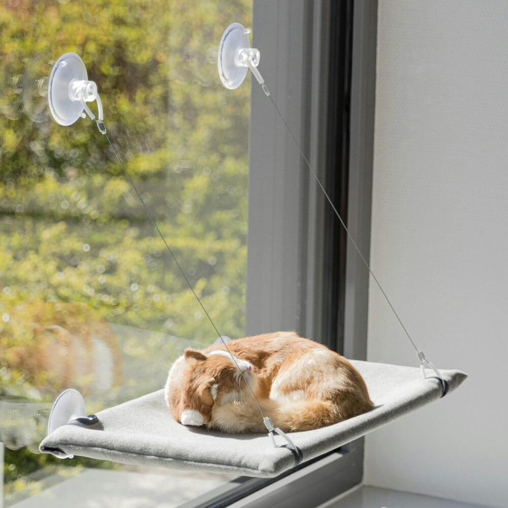 Hamac de ventana para gatos colchón fino 50x30 cm gris