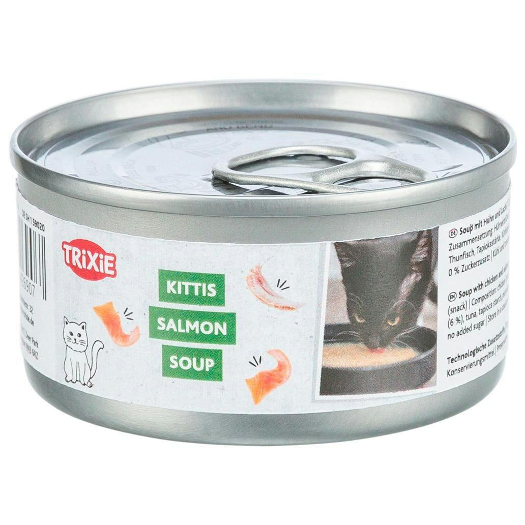 Sopa de salmón y pollo para gatos pack de 4