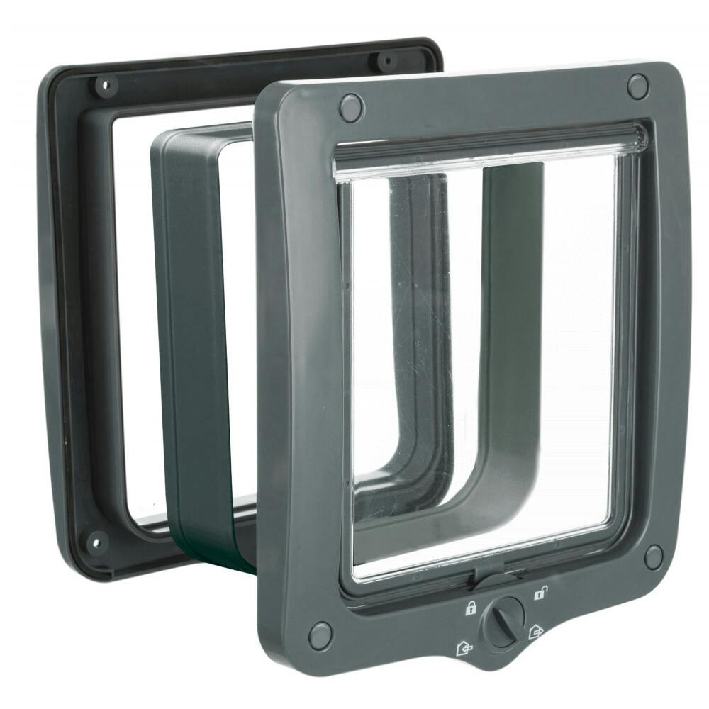 Cat flap door with tunnel, transparent and silent