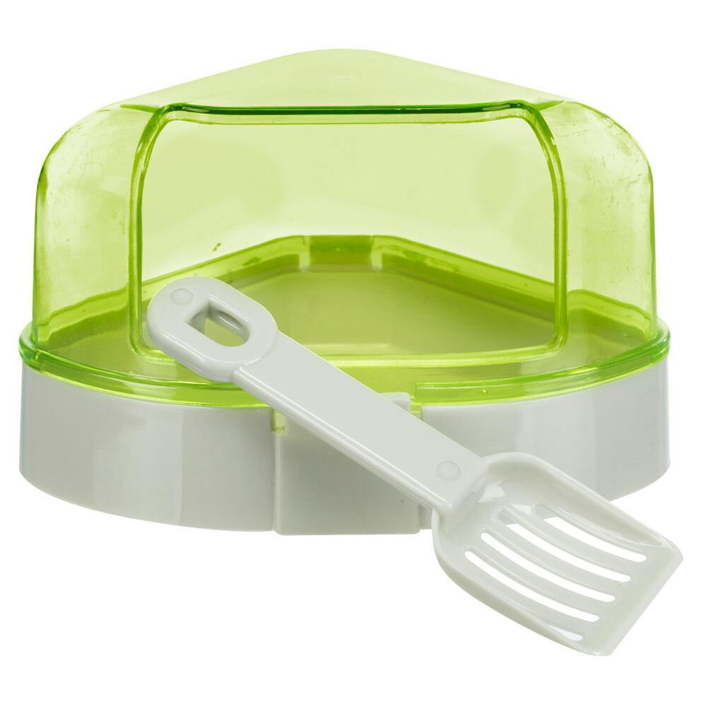 Corner toilet with lid and scoop for hamsters