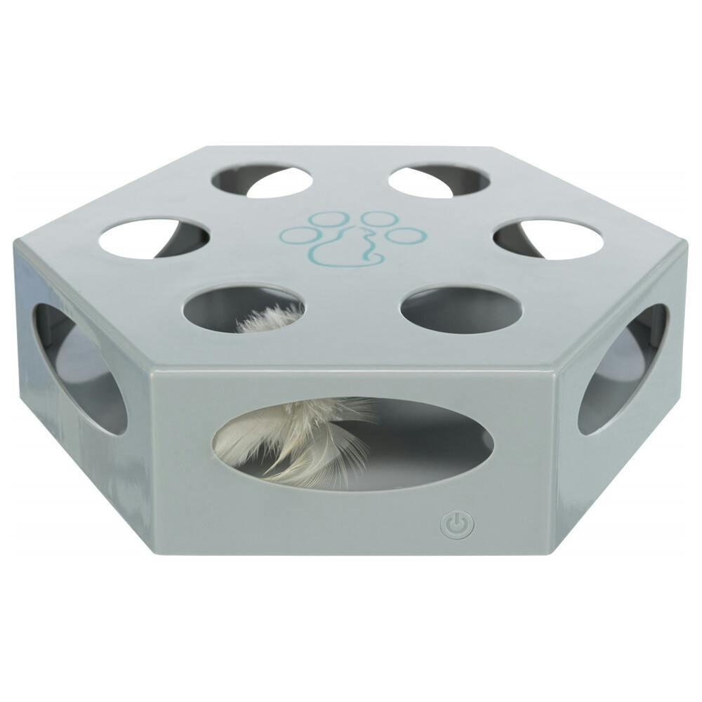 Juguete interactivo Turning Feather para gatos Ø 22 cm - gris