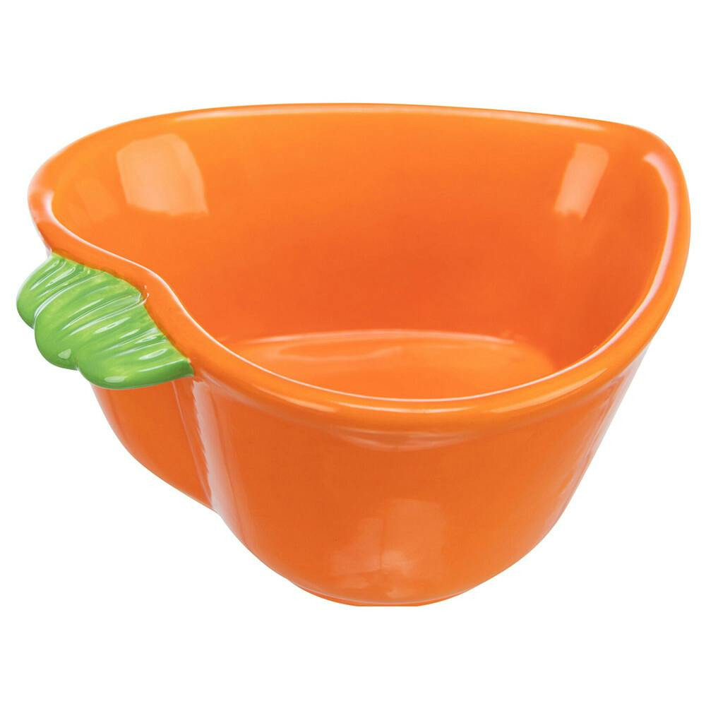 Ceramic carrot-shaped bowl for guinea pigs and rabbits