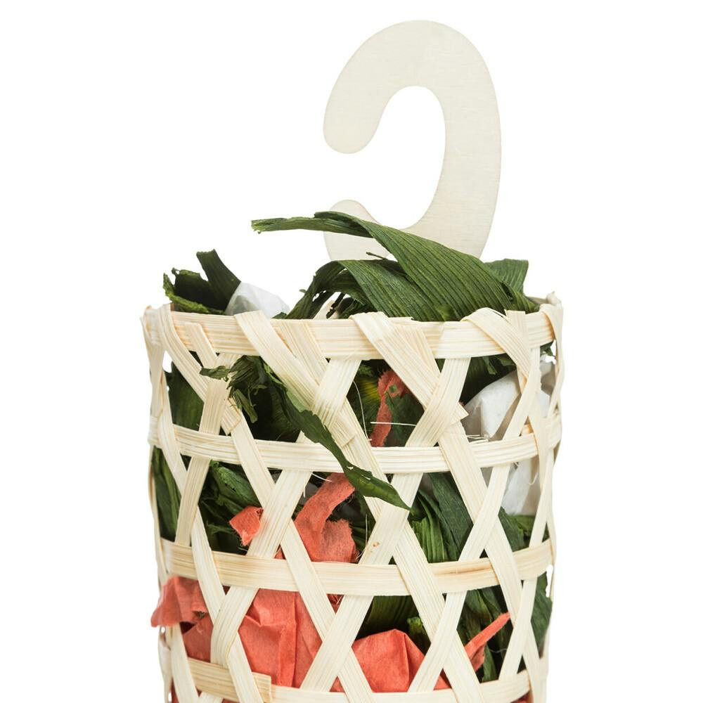 Juguete natural para aves con hoja de palma y fibras 35 cm