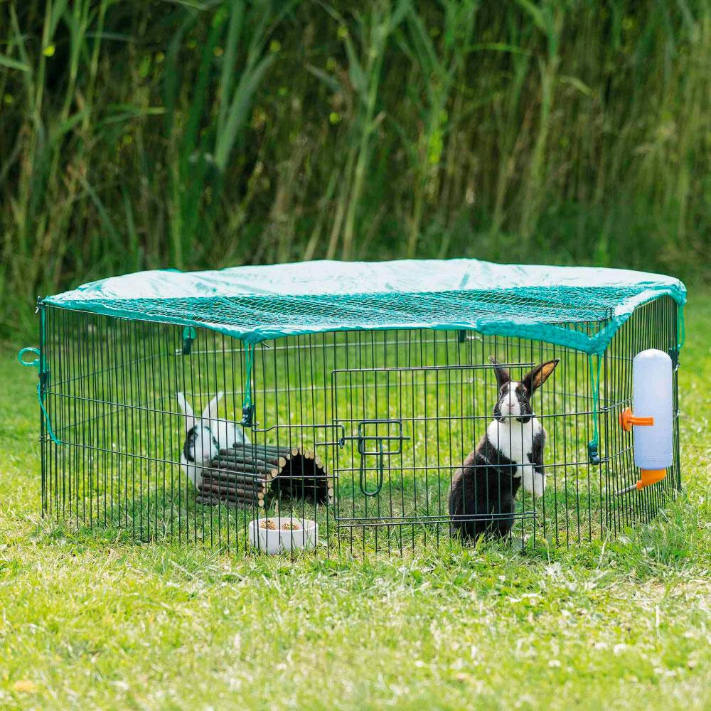 Expandable 6-panel playpen with protective net for rodents