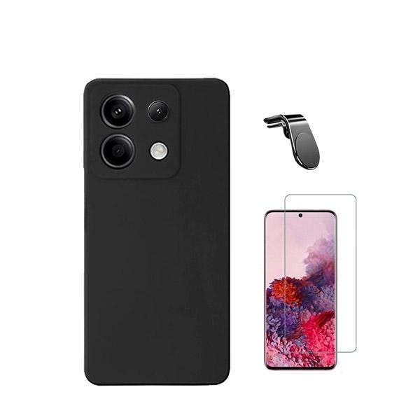 Kit de protección para Xiaomi Redmi Note 13 Pro 4G: vidrio templado, funda de silicona y soporte magnético