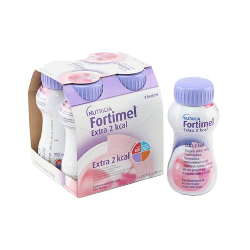 Fortimel Extra 2 kcal solución nutricional sabor fresa 4 x 200 ml