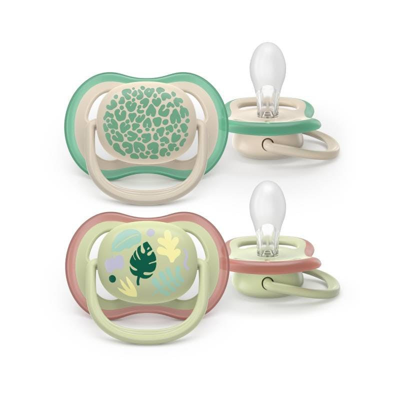 Ultra Air silicone pacifier with breathable shield, green, pack of 2