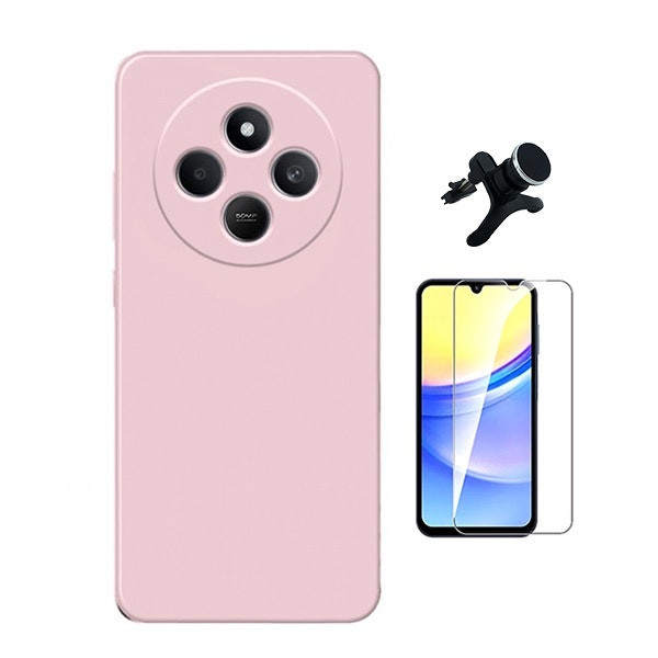Kit de protección: vidrio templado, funda de silicona líquida y soporte magnético para Redmi 14C