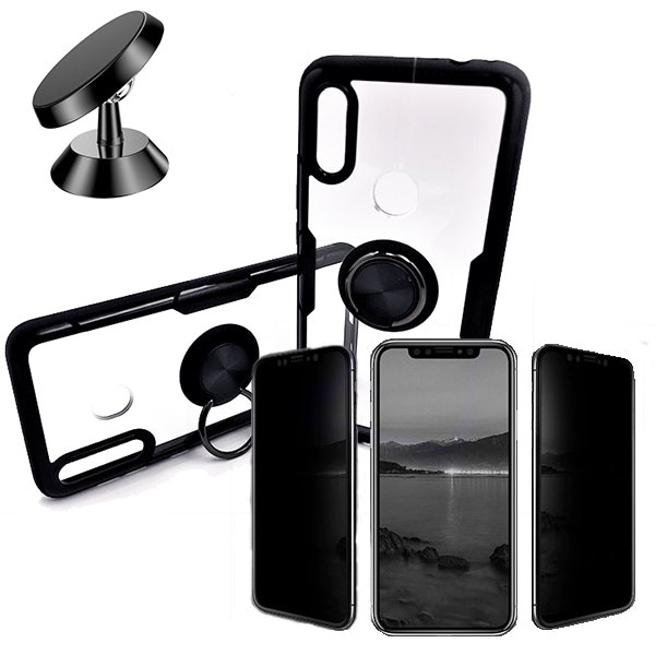 Kit protector de pantalla 5D de privacidad con funda Clear Armor y soporte magnético para Samsung Galaxy M30