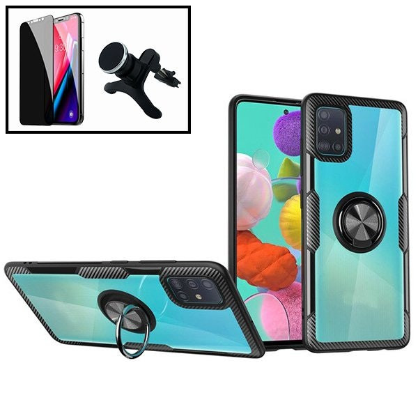 Protector de Privacidad 5D Anti-Spy con Funda Clear Armor 3x1 y Soporte Magnético para Samsung Galaxy M30